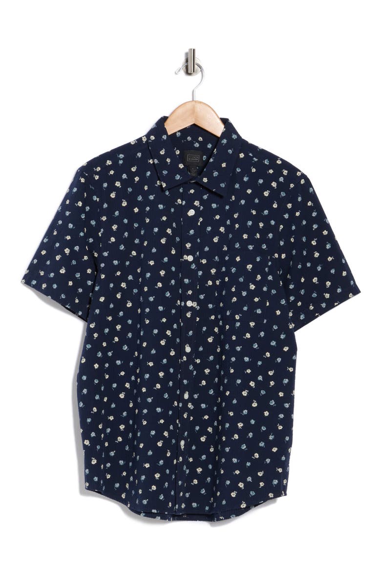 Floral Cotton Seersucker Short Sleeve Shirt, Alternate, color, NAVY FLUTTER TOSSED DITSY