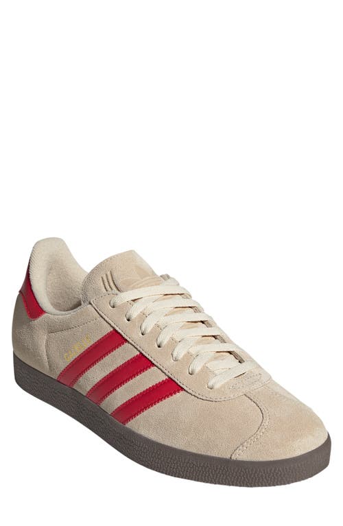 Adidas Originals Adidas Gazelle Sneaker In Sand/better Scarlet/white