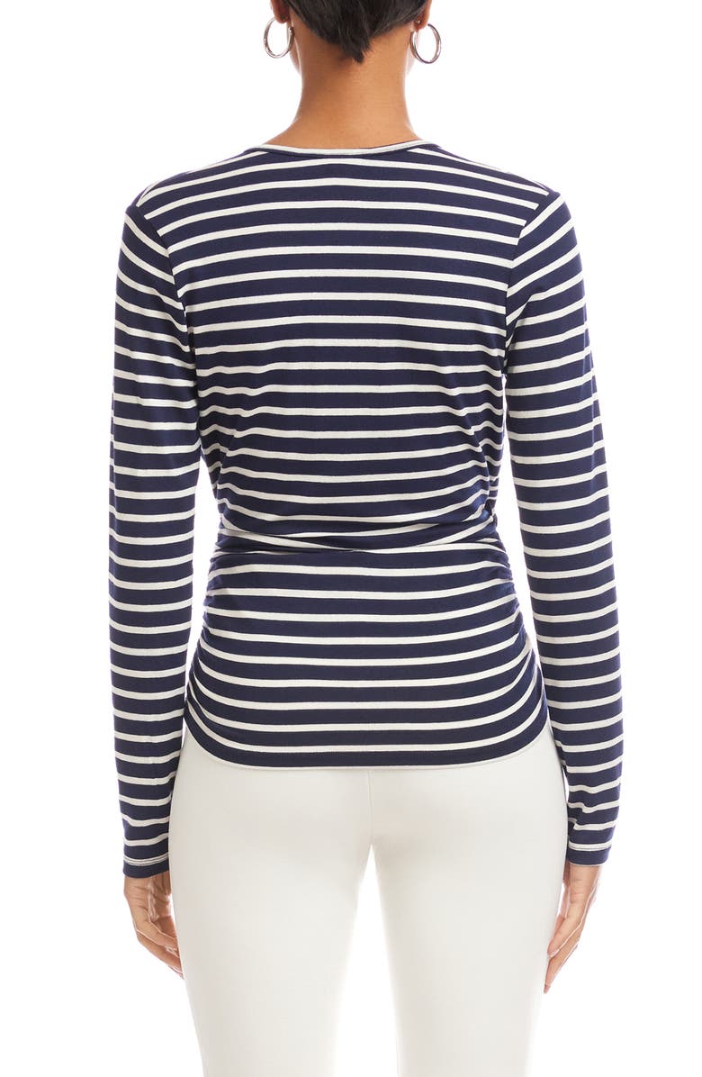 Karen Kane Stripe Crossover Ruched Top, Alternate, color, Stripe