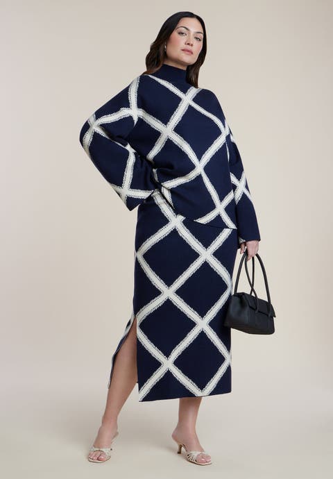 Intarsia Sweater Skirt (Plus)