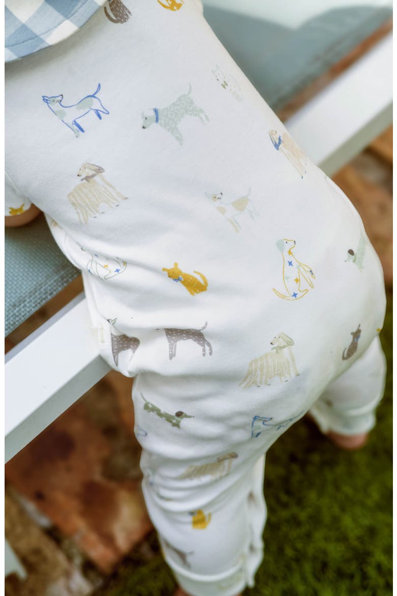 Critter Print Organic Cotton Henley Romper, Alternate, color, DOG DAYS