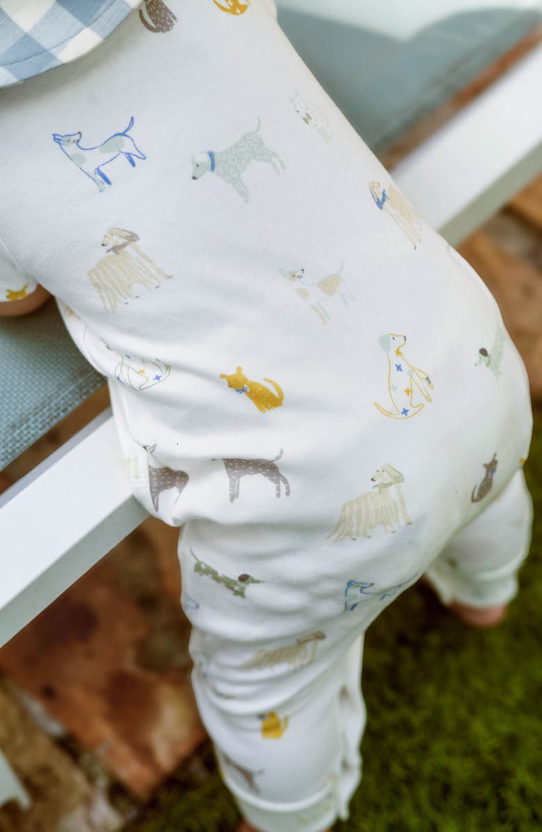 Pehr Critter Print Organic Cotton Henley Romper, Alternate, color, Dog Days
