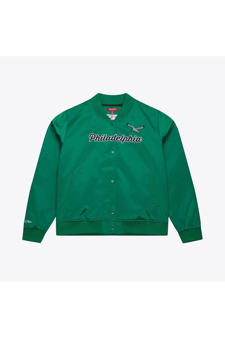 Women's Mitchell & Ness  Kelly Green Philadelphia Eagles Full-Snap Satin Jacket, Alternate, color, Kelly Green