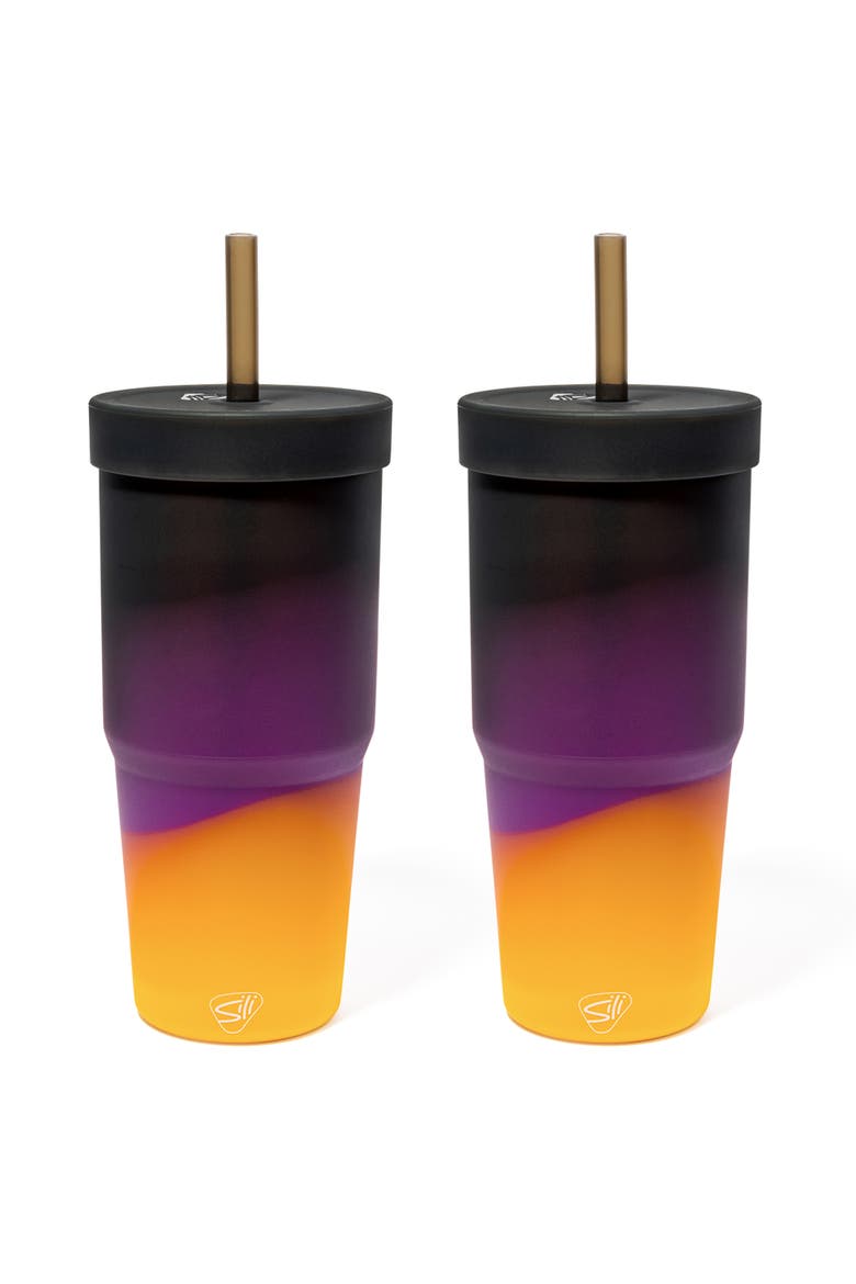Silicone 32Oz Straw Tumblers 2 Pack, Main, color, Multicolored
