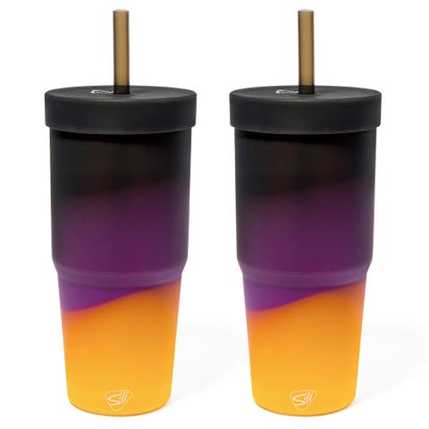 Silicone 32Oz Straw Tumblers 2 Pack