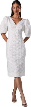 Coast Floral Pleated Sleeve Pencil Dress