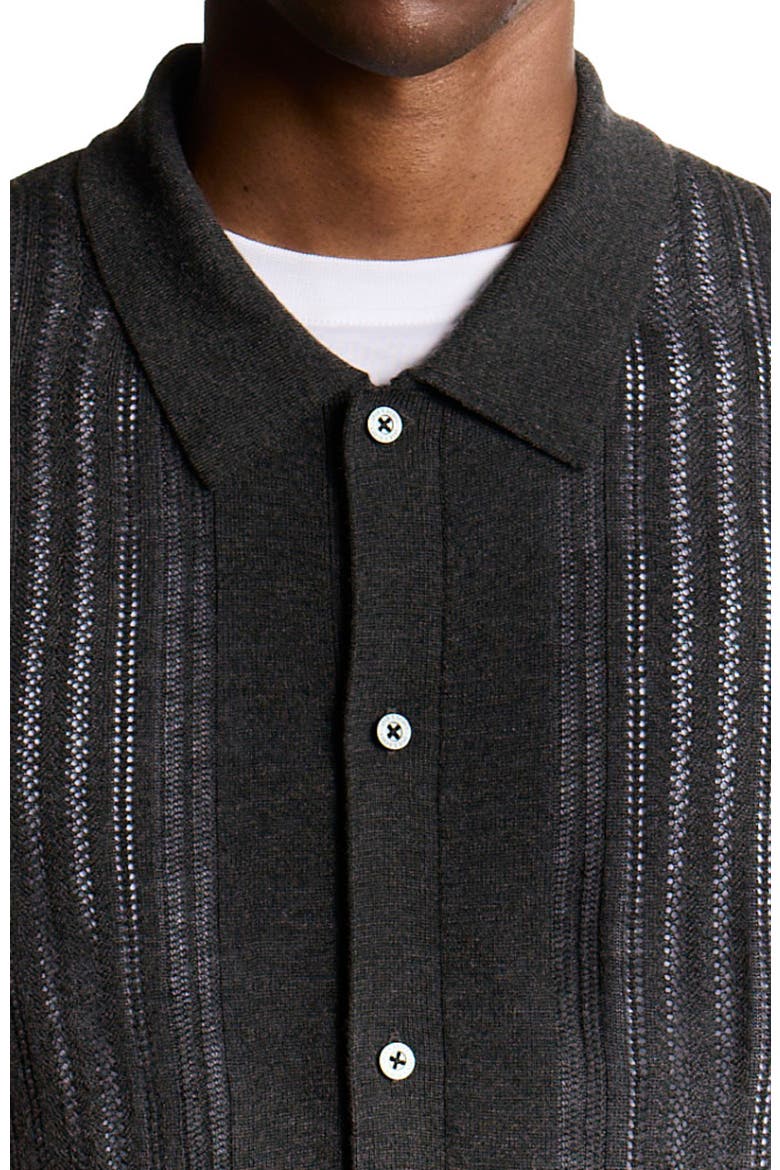 Long Sleeve Cable Knitted Shirt, Alternate, color, Charcoal Marl
