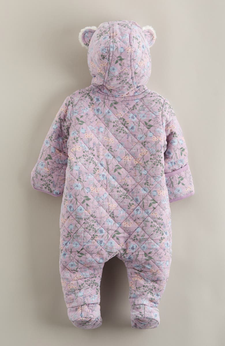 Nordstrom Hooded Quilted Fleece Lined Bunting, Alternate, color, Purple Frost Wildflowers