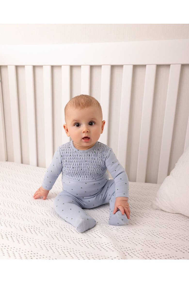 Blueberries Cotton Footie, Alternate, color, Blue