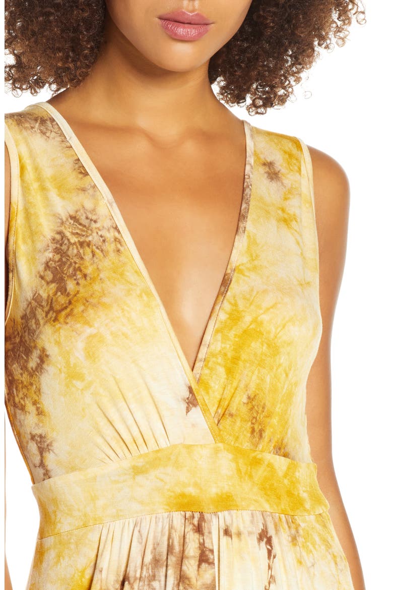 Plunge Dress, Alternate, color, MUSTARD