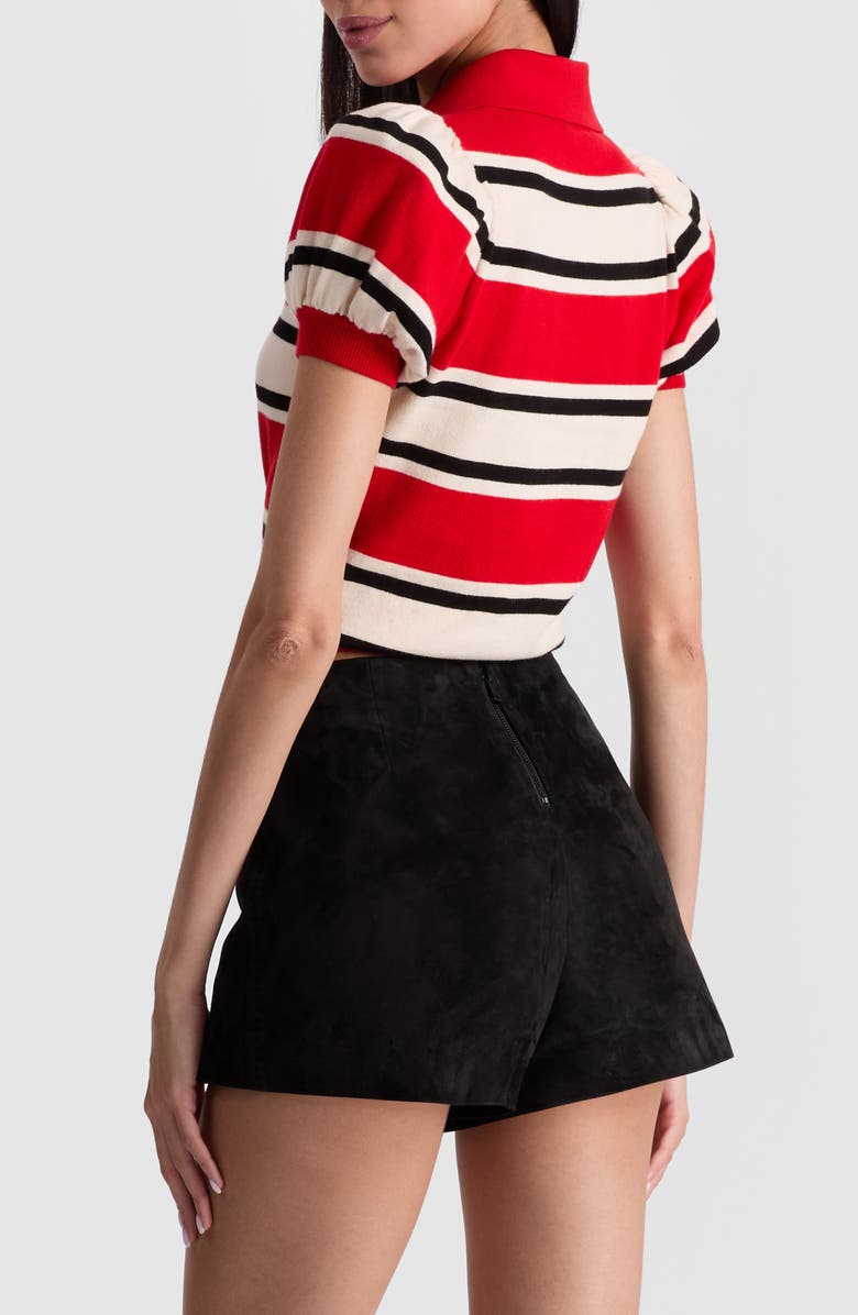 Alice + Olivia Ramona Stripe Cotton Blend Sweater, Alternate, color, Perfect Ruby Multi