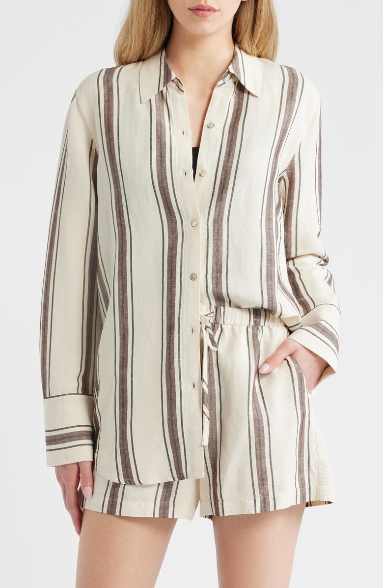 Rails Knox Variegated Stripe Linen Blend Button-Up Shirt, Main, color, Sequoia Stripe