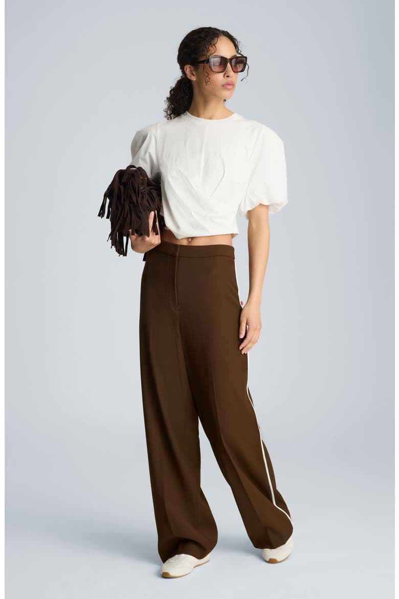 Side Stripe Wide Leg Pants, Alternate, color, BRUNETTE/ PURE WHITE