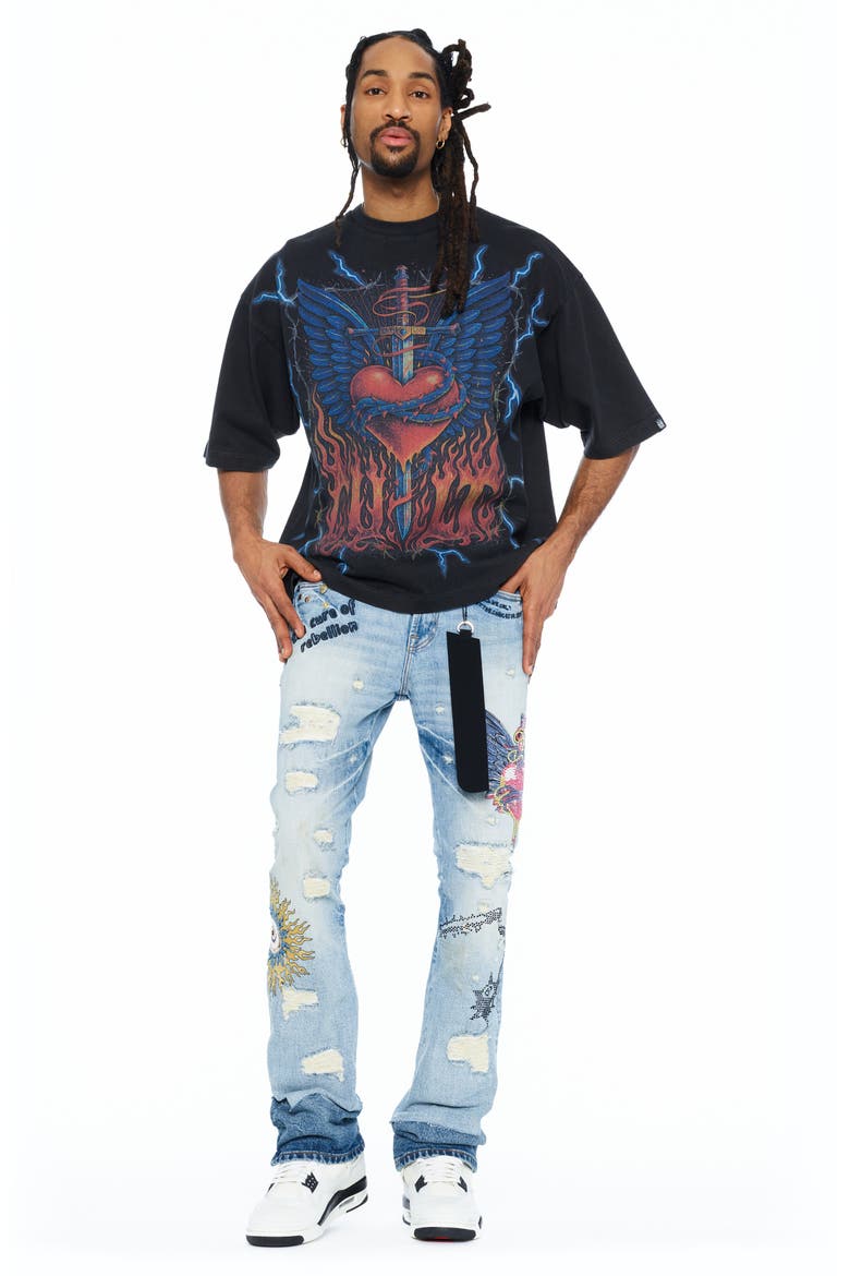 Graphic Oversized Cotton T-shirt, Alternate, color, VINTAGE CHARCOAL