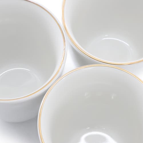 Gibson Home Ogalla 8 Piece 12 Ounce Gold Banded Fine Ceramic Mug Set In White