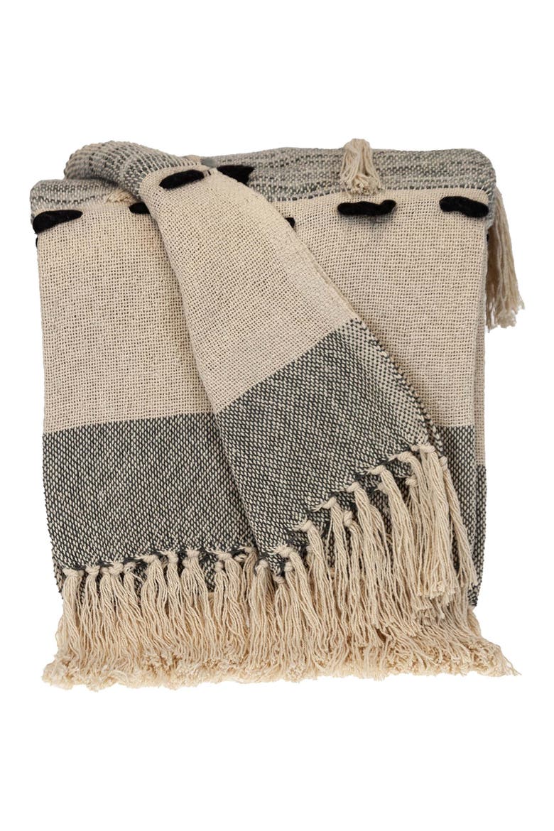 Inca Fringe Throw Blanket, Main, color, GRAY