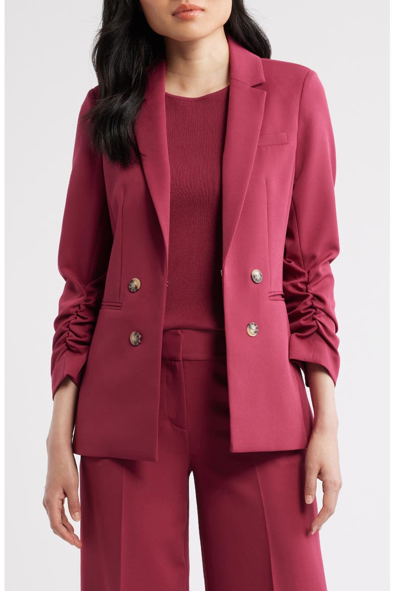 Faux Double Breasted Blazer, Main, color, BERRY BLISS