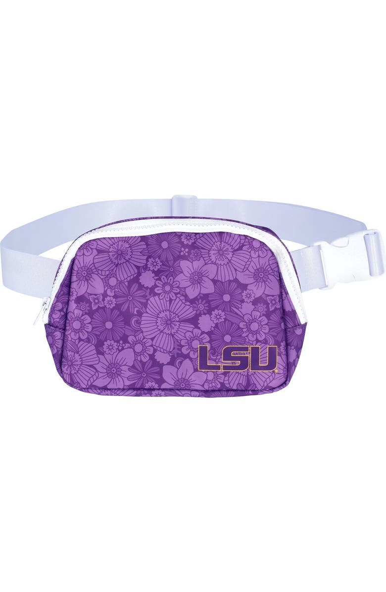 ZOOZATZ LSU Tigers Floral Print Fanny Pack, Main, color, Purple
