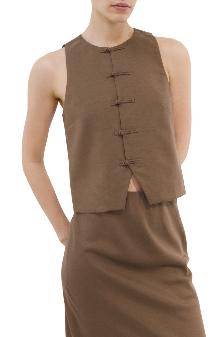 Toggle Closure Vest, Main, color, BROWN