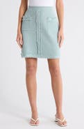 Adrianna Papell Fringe Trim Tweed Miniskirt