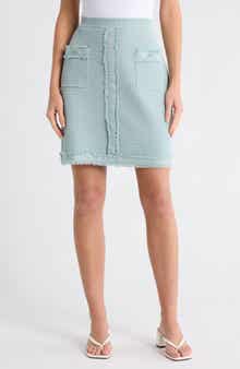 Fringe Trim Tweed Miniskirt