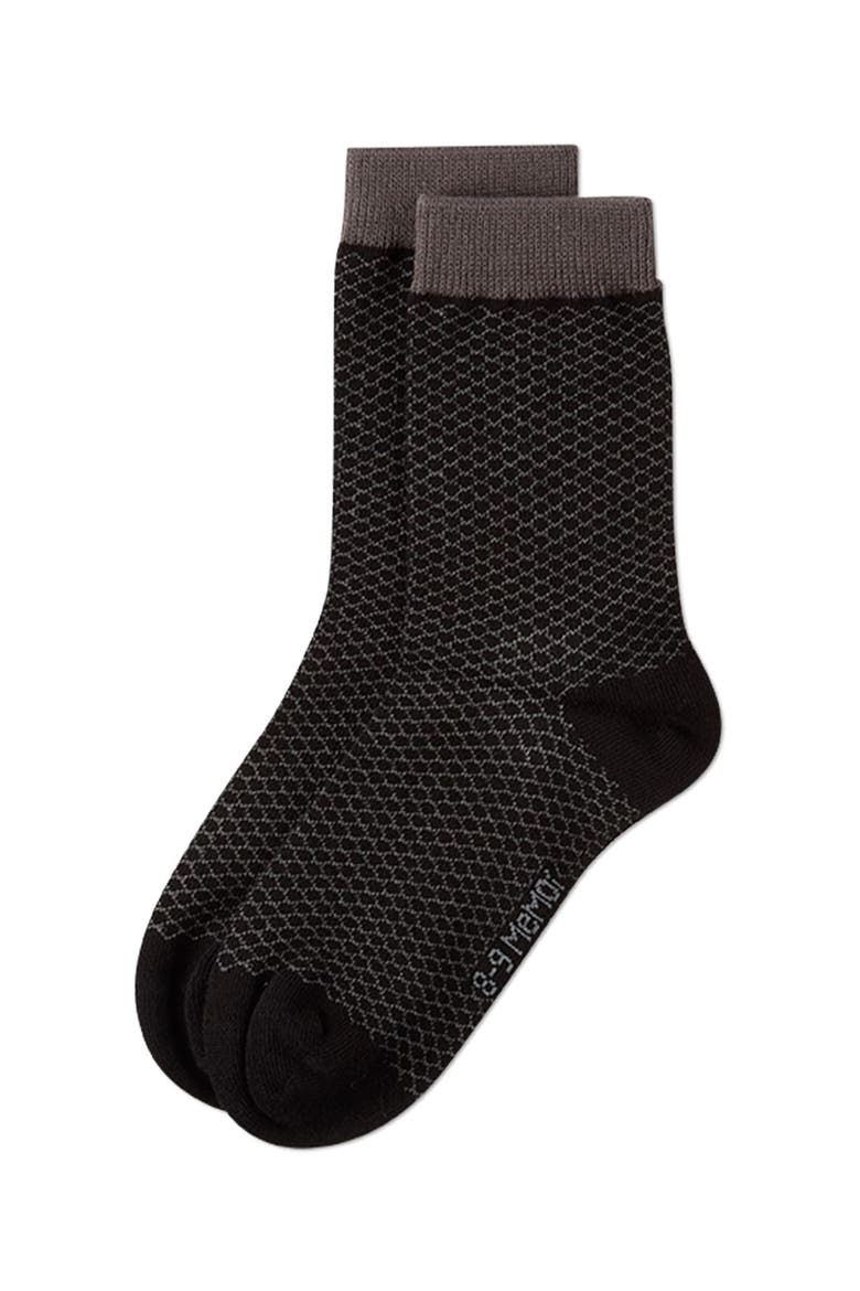 Geo  Geometric Diamond-Pattern Everyday Crew Sock, Alternate, color, Black