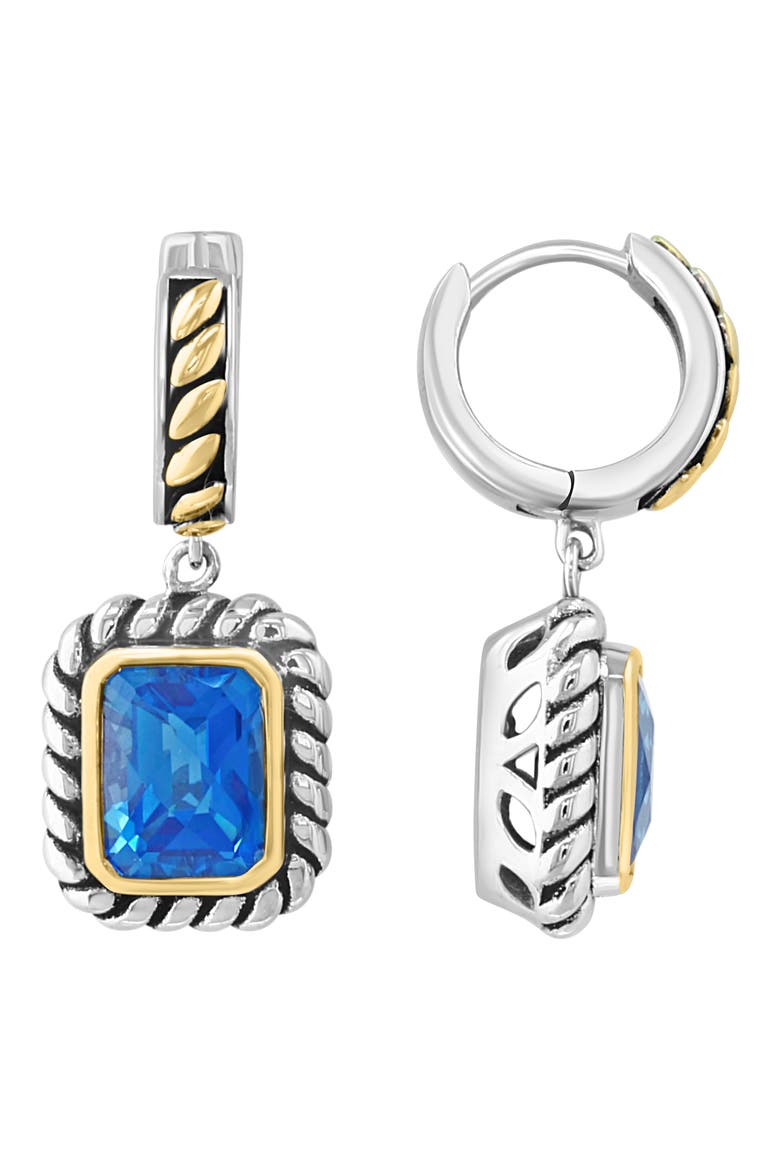 Sterling Silver & 18K Gold Ocean Blue Topaz Drop Earrings, Main, color, BLUE