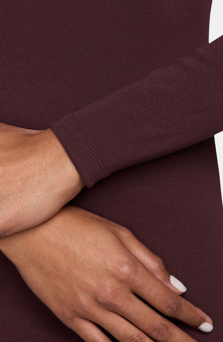 Nike Sportswear Chill Knit Long Sleeve Body-Con Dress, Alternate, color, Burgundy/ Sail