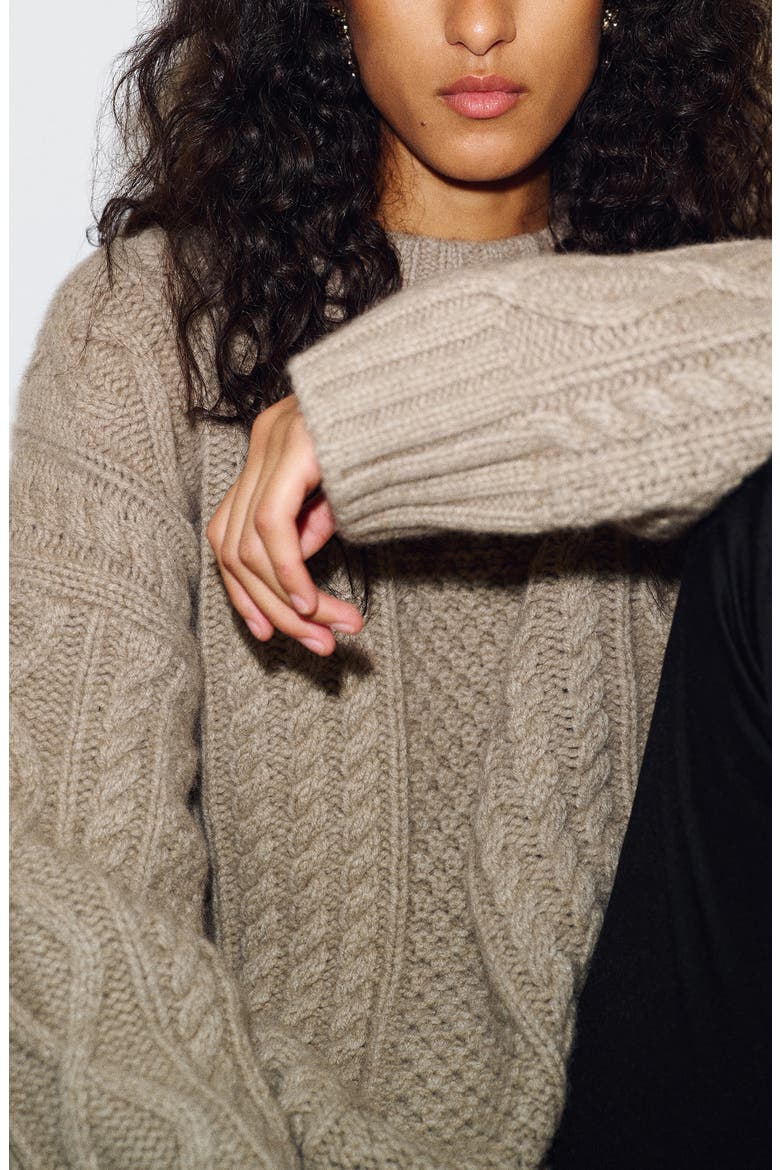 x Alexa Chung Oversized Cable Knit Sweater, Alternate, color, OATMEAL