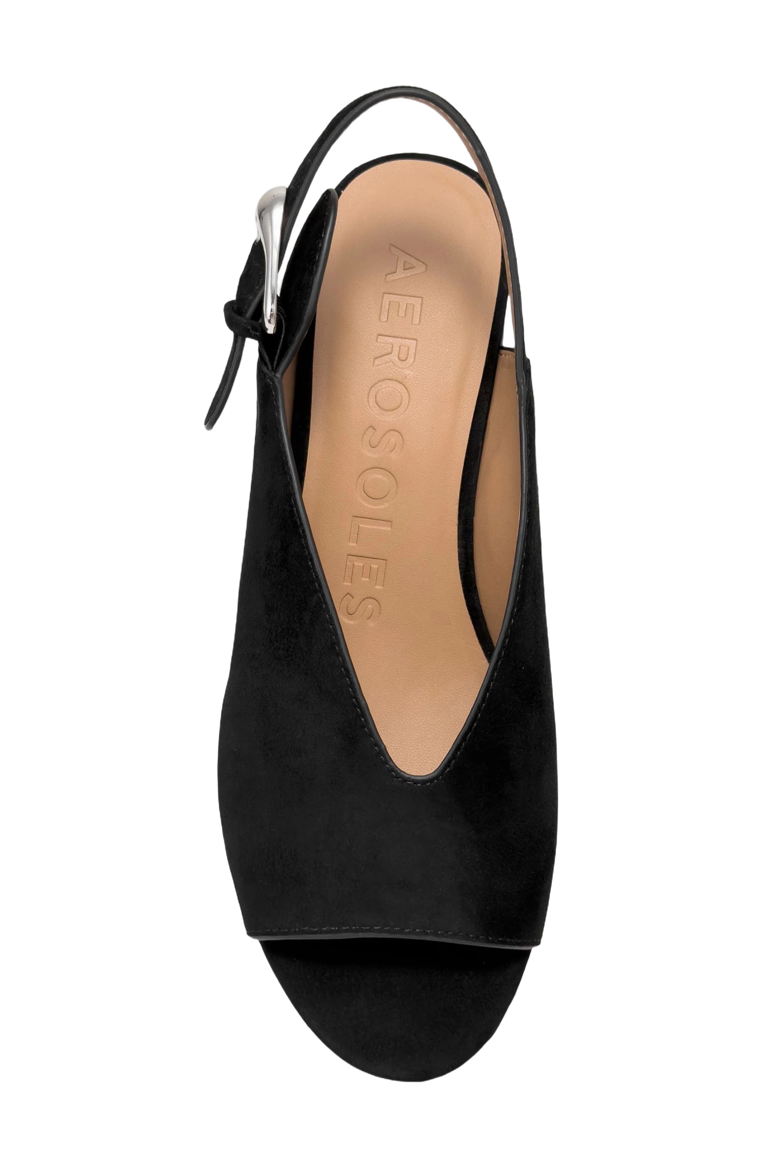 Cici Leather Peep Toe Slingback Sandal, Alternate, color, BLACK