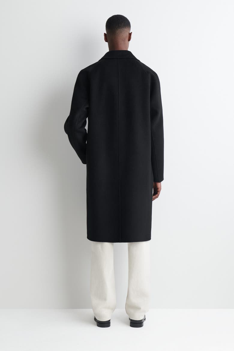 Tailored Double-Faced Wool-Blend Coat, Alternate, color, BLACK