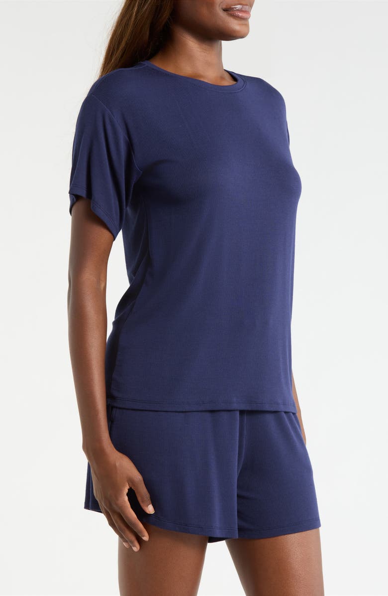 Nordstrom Moonlight Eco Easy Rib Short Pajamas, Alternate, color, Navy Peacoat