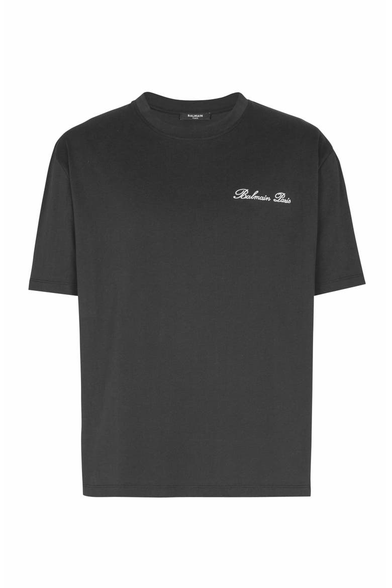Embroidered Balmain Signature T-Shirt, Alternate, color, Black