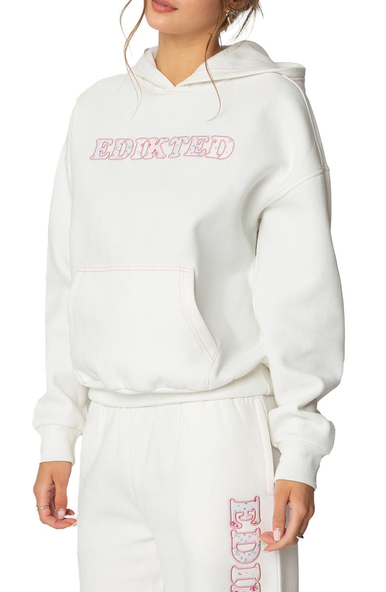 EDIKTED Mili Logo Hoodie, Alternate, color, White