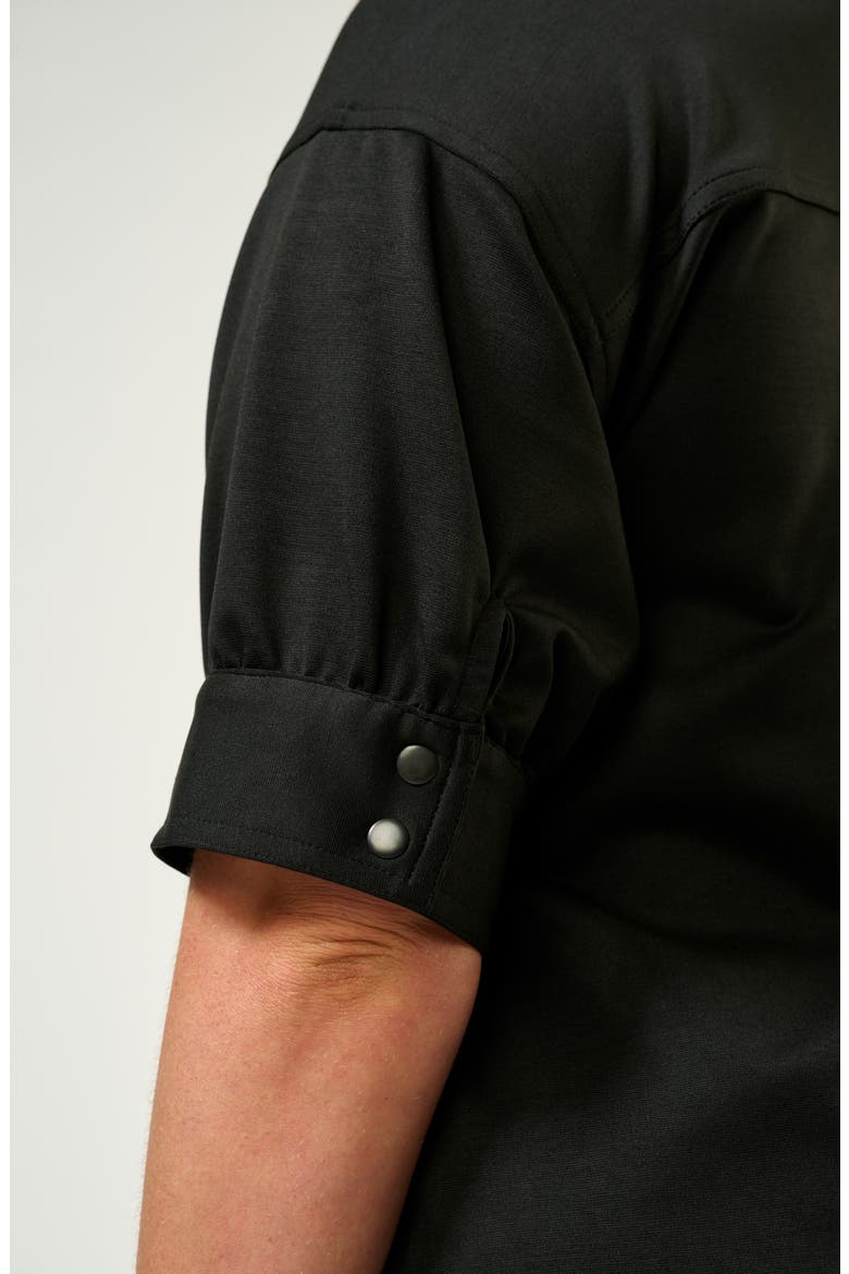 Jolene Puff Sleeve Half Zip Top, Alternate, color, BLACK