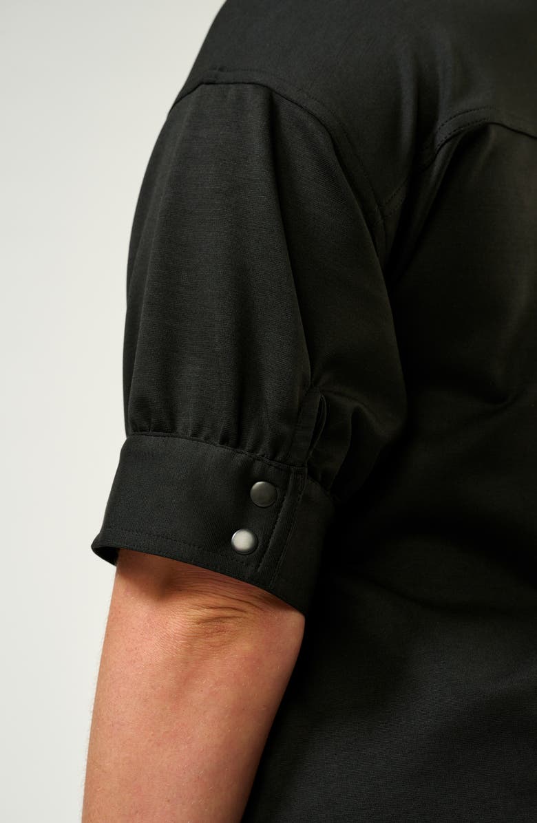 Estelle Jolene Puff Sleeve Half Zip Top, Alternate, color, Black