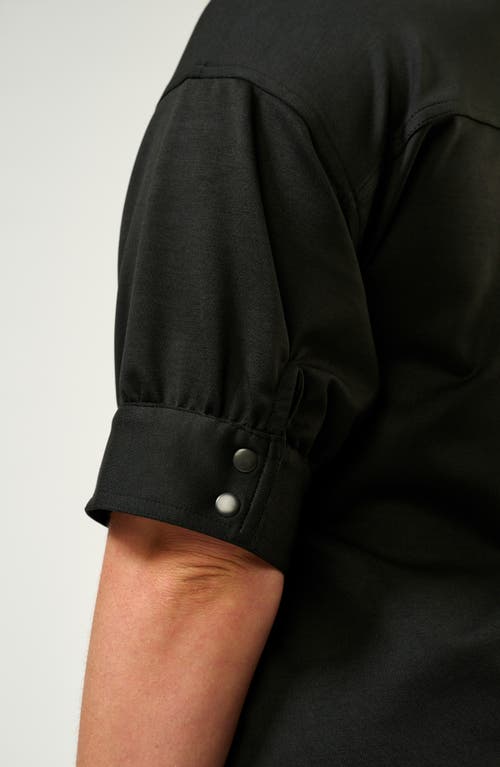 Estelle Jolene Puff Sleeve Half Zip Top In Black