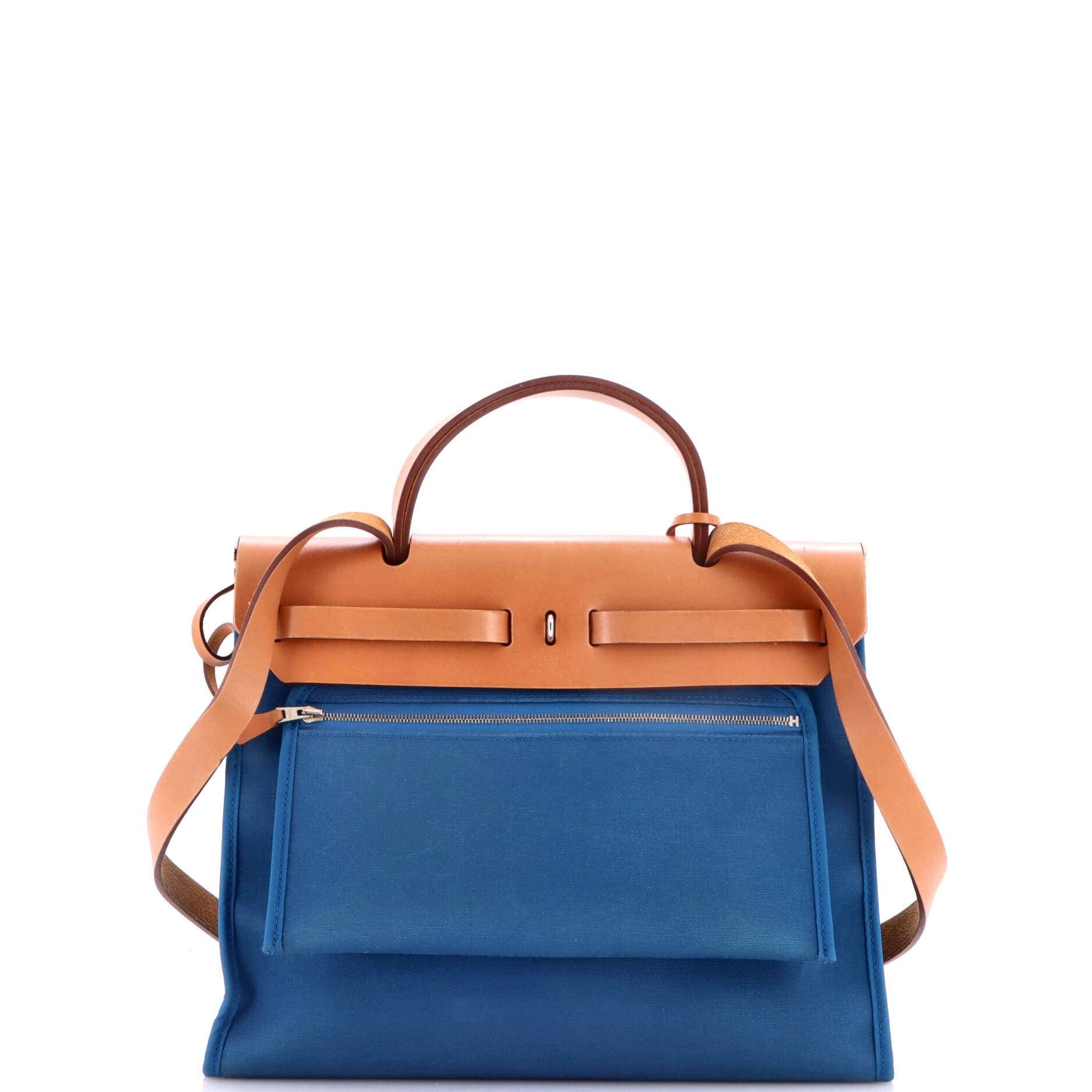 Herbag Zip Leather and Toile 31, Alternate, color, Blue