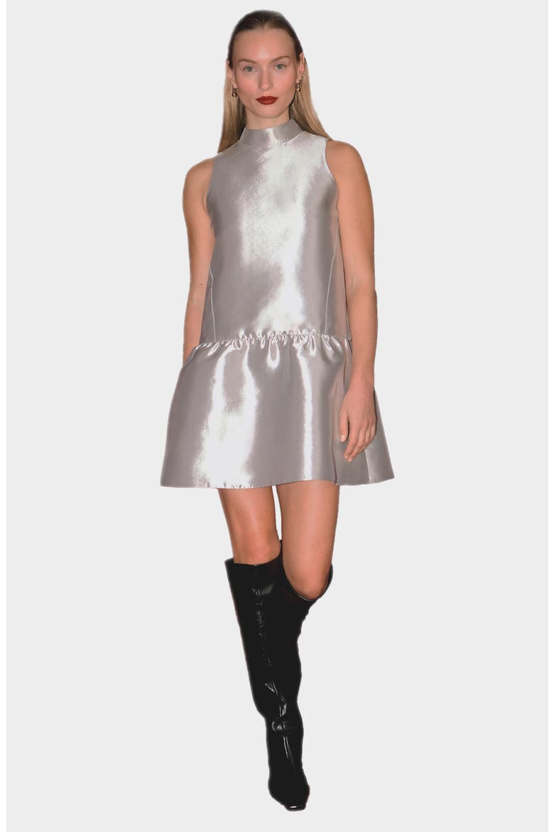 Blaze Sleeveless Satin Minidress, Alternate, color, SILVER