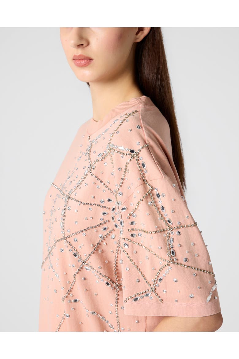 T-Shirt Dress Spiderweb Strass Women, Alternate, color, rose/pink