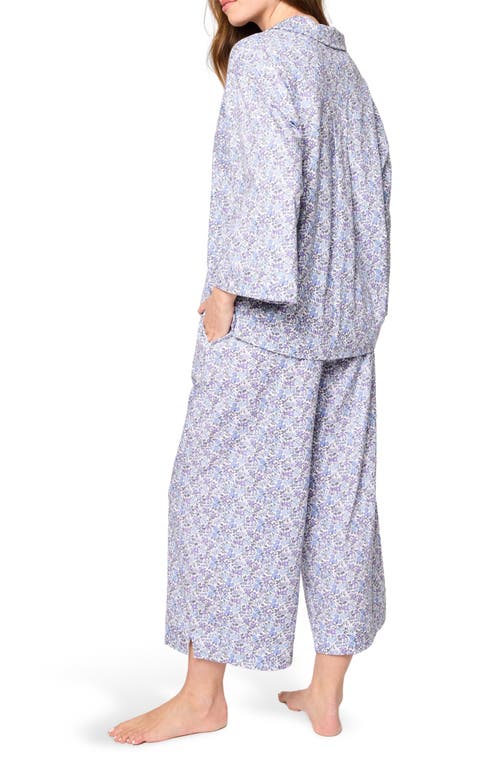 Petite Plume Olivia Wide Leg Pima Cotton Pajamas In Blue