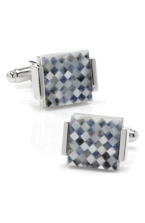 Mother-of-Pearl Checkered Cuff Links