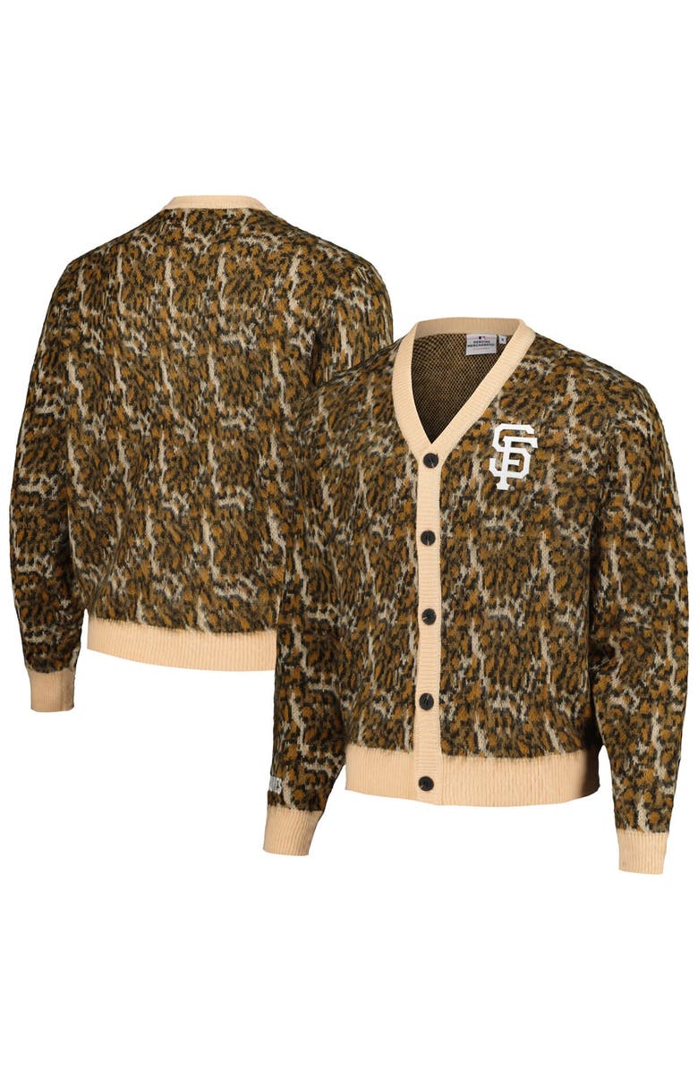 PLEASURES Men's PLEASURES Brown San Francisco Giants Cheetah Cardigan Button-Up Sweater, Main, color, 