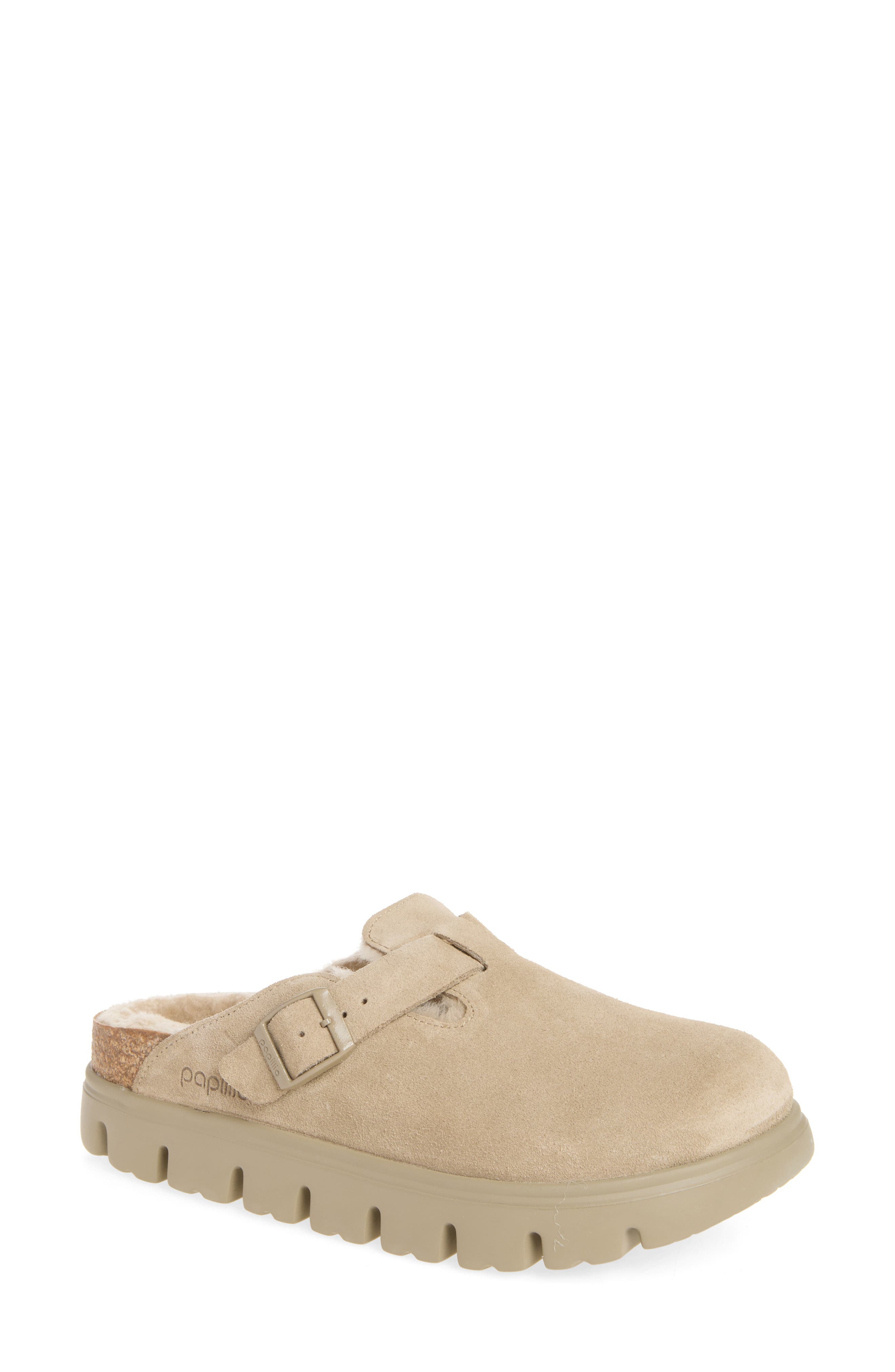 Boston Chunky Genuine Shearling Clog, Main, color, TAUPE/ SANDCASTLE