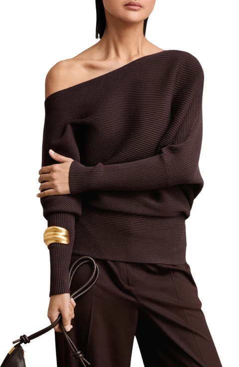 Lorna Off the Shoulder Rib Sweater