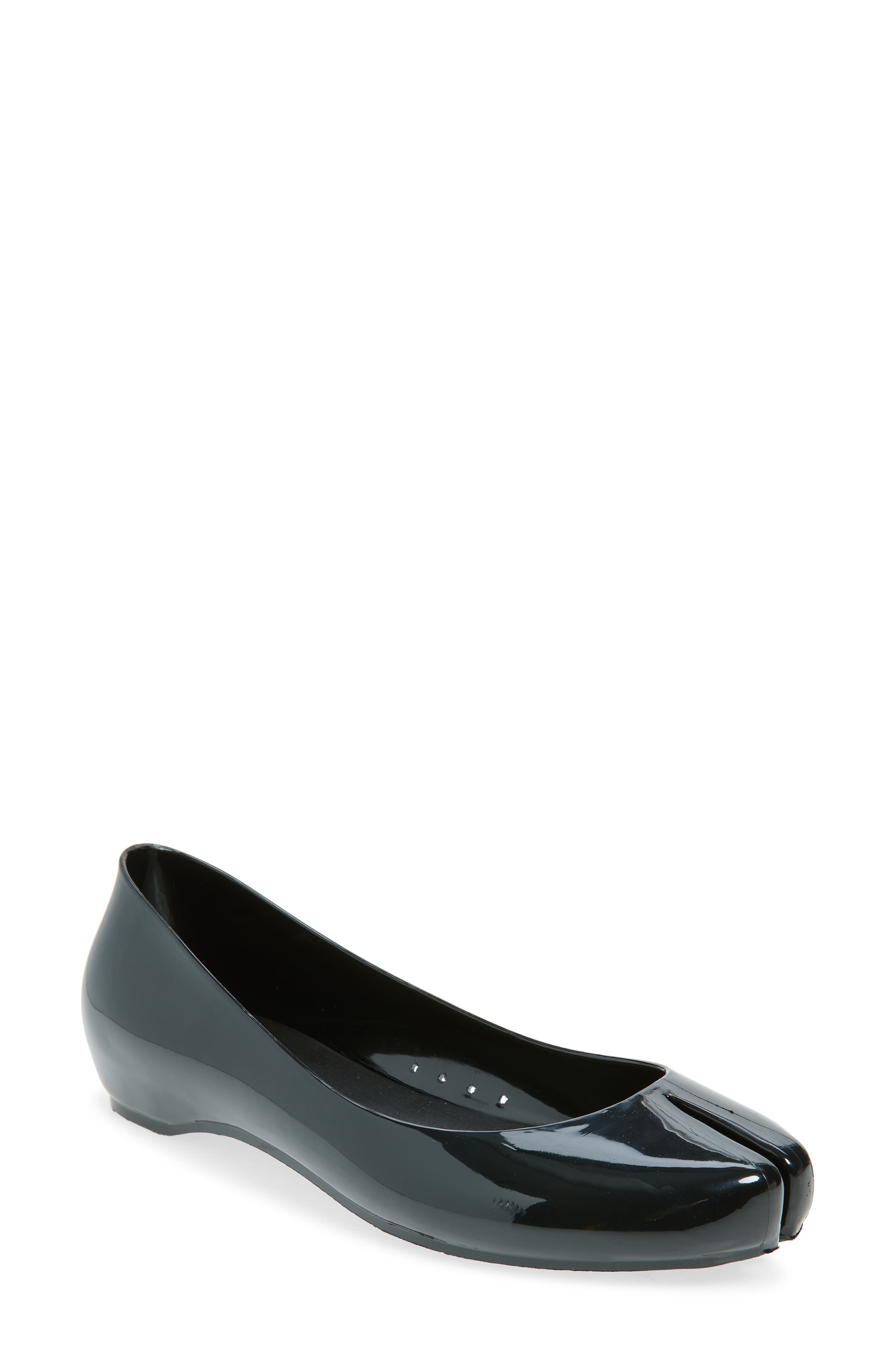 Jeffrey Campbell Fixed Split Toe Jelly Flat, Main, color, Black
