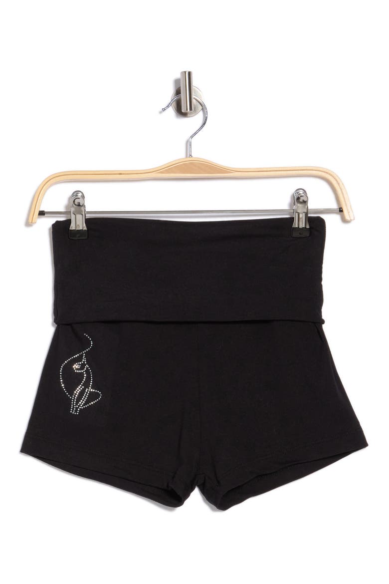 Fold Over Waist Jersey Booty Shorts, Alternate, color, BLACK