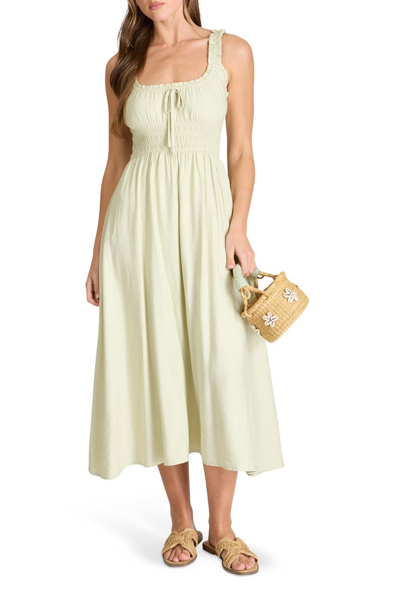 Shirred Midi Dress, Main, color, SAGE