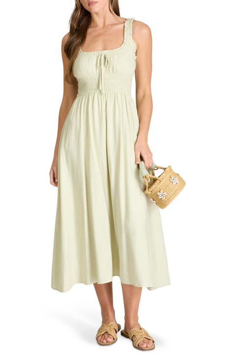 Shirred Midi Dress