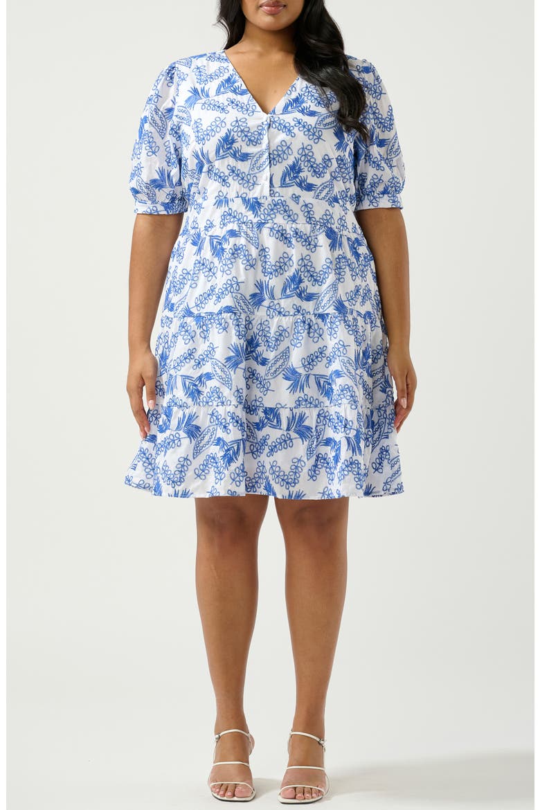 La Croisette Embroidered Cotton Poplin Shirtdress, Main, color, BLUE/ MILK
